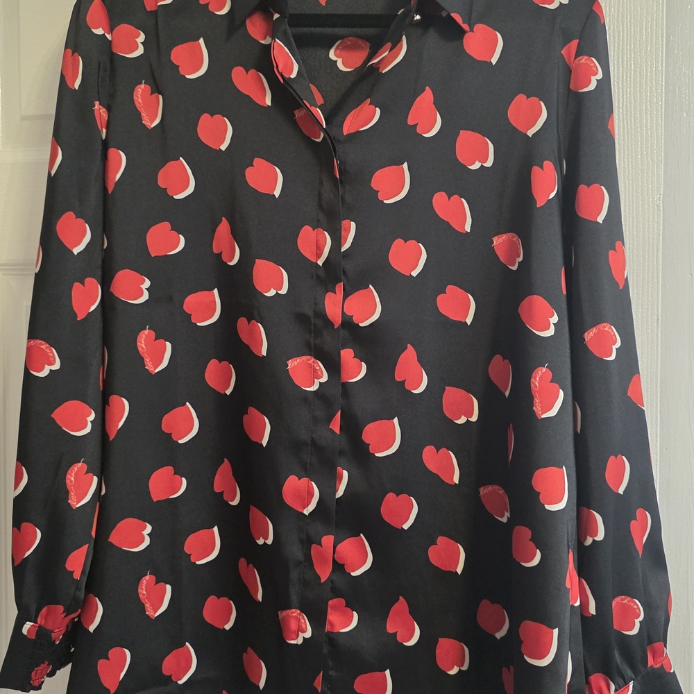 Chico's Black Shirt with Red Heart Design